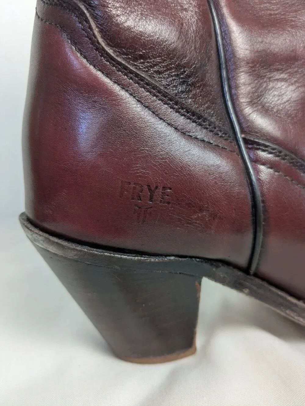 Vintage Frye 7104 Western Cowboy Boots Women's 8.5B Oxblood Burgundy USA 70s - Picture 16 of 16